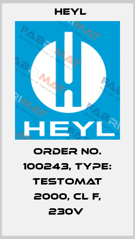 Order No. 100243, Type: Testomat 2000, Cl F, 230V  Heyl