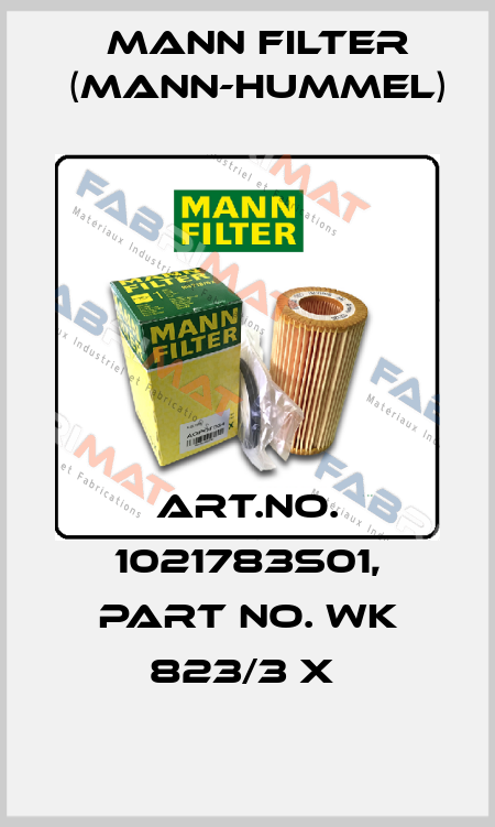 Art.No. 1021783S01, Part No. WK 823/3 x  Mann Filter (Mann-Hummel)