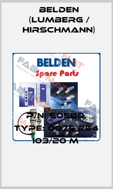 P/N: 50580, Type: 0975 254 103/20 M  Belden (Lumberg / Hirschmann)