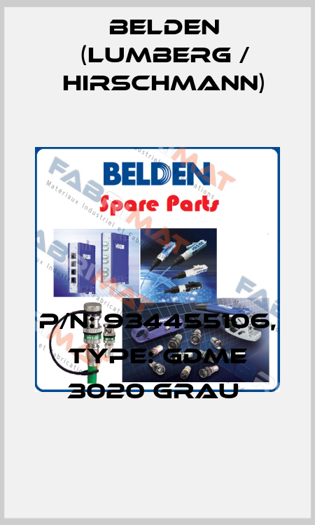 P/N: 934455106, Type: GDME 3020 grau  Belden (Lumberg / Hirschmann)
