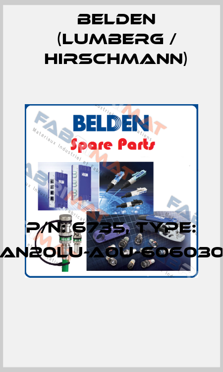 P/N: 6735, Type: GAN20LU-A0U-6060300  Belden (Lumberg / Hirschmann)