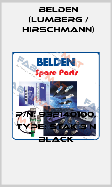 P/N: 932140100, Type: STAK 3 N black Belden (Lumberg / Hirschmann)