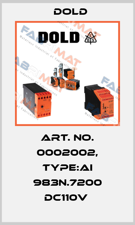 Art. No. 0002002, Type:AI 983N.7200 DC110V  Dold