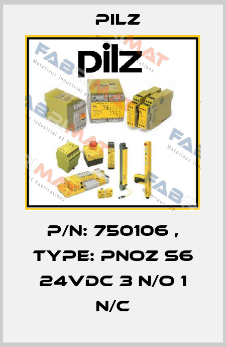 P/N: 750106 , Type: PNOZ s6 24VDC 3 n/o 1 n/c Pilz