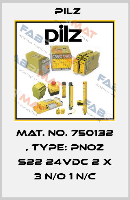 Mat. No. 750132 , Type: PNOZ s22 24VDC 2 x 3 n/o 1 n/c Pilz