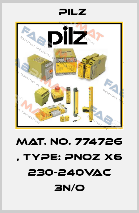 Mat. No. 774726 , Type: PNOZ X6 230-240VAC 3n/o Pilz