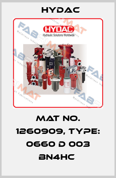 Mat No. 1260909, Type: 0660 D 003 BN4HC  Hydac