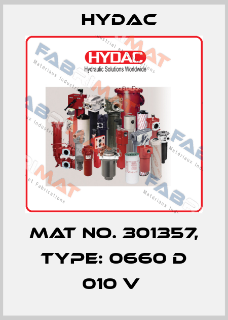 Mat No. 301357, Type: 0660 D 010 V  Hydac