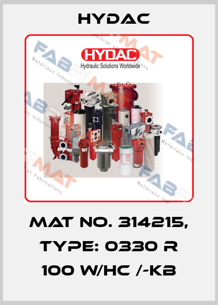 Mat No. 314215, Type: 0330 R 100 W/HC /-KB Hydac