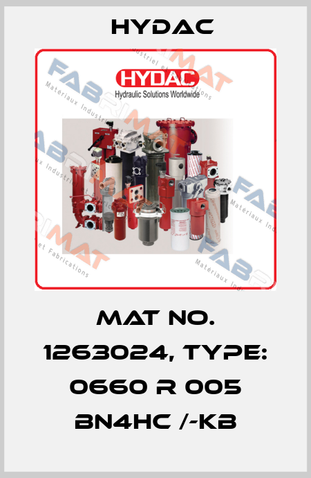 Mat No. 1263024, Type: 0660 R 005 BN4HC /-KB Hydac