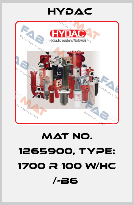 Mat No. 1265900, Type: 1700 R 100 W/HC /-B6  Hydac