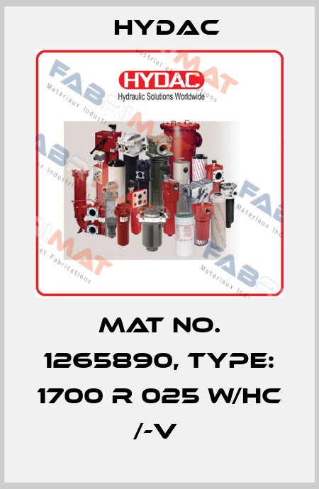 Mat No. 1265890, Type: 1700 R 025 W/HC /-V  Hydac
