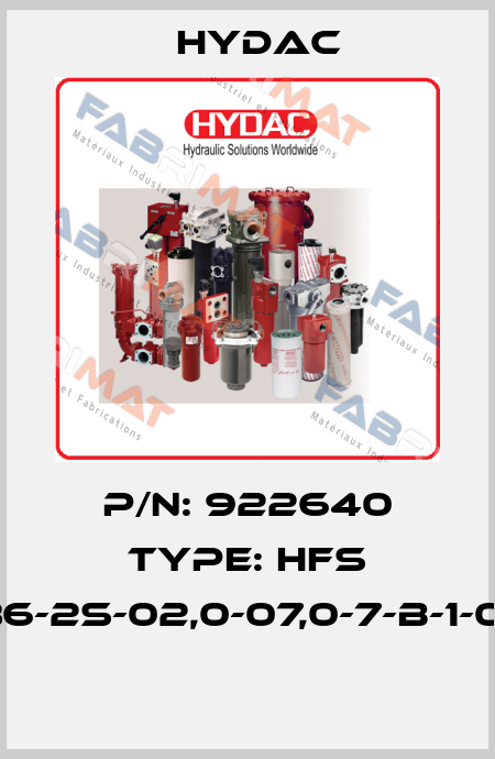 P/N: 922640 Type: HFS 2136-2S-02,0-07,0-7-B-1-000  Hydac