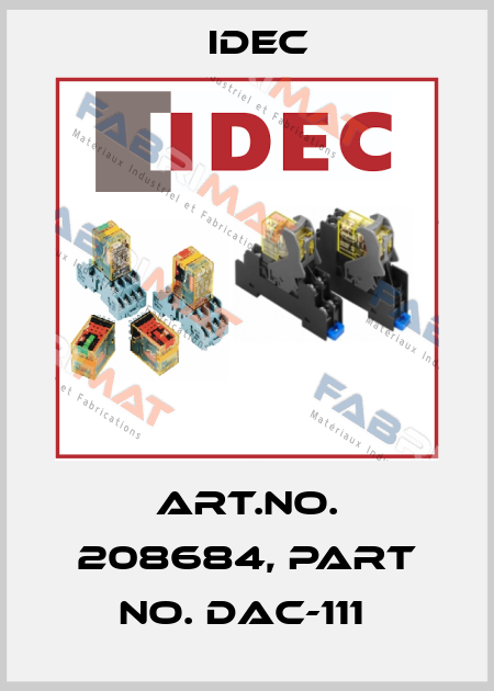 Art.No. 208684, Part No. DAC-111  Idec
