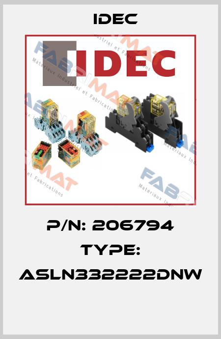 P/N: 206794 Type: ASLN332222DNW  Idec