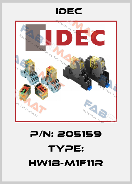 P/N: 205159 Type: HW1B-M1F11R Idec