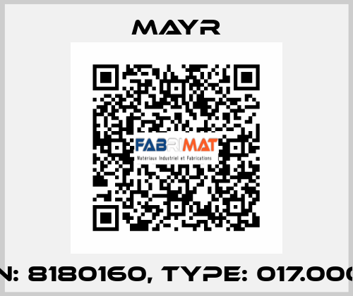 P/N: 8180160, Type: 017.000.2 Mayr