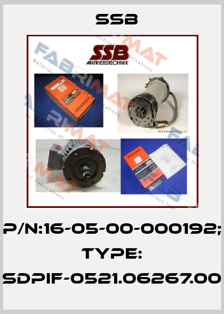 P/N:16-05-00-000192; Type: SDPIF-0521.06267.00 SSB