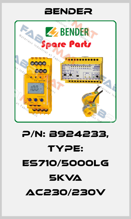 p/n: B924233, Type: ES710/5000LG 5kVA AC230/230V Bender