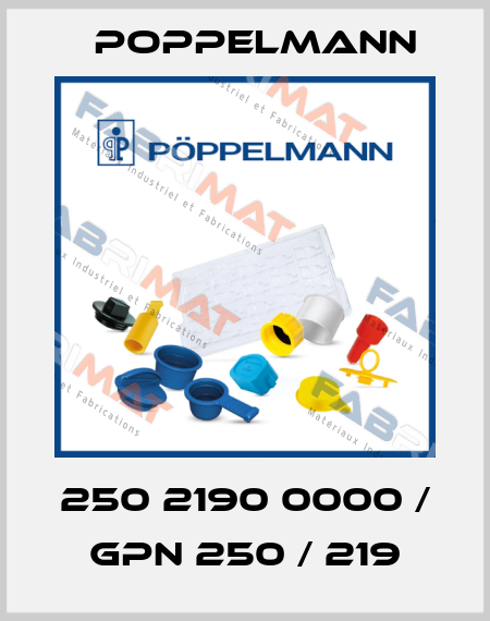 250 2190 0000 / GPN 250 / 219 Poppelmann