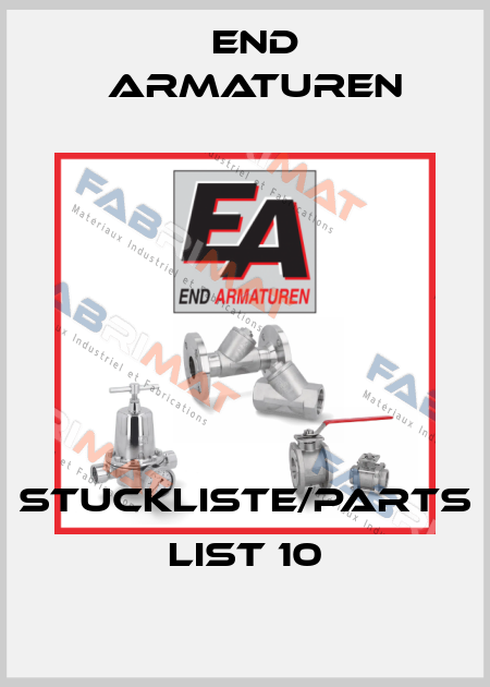 stuckliste/parts list 10 End Armaturen