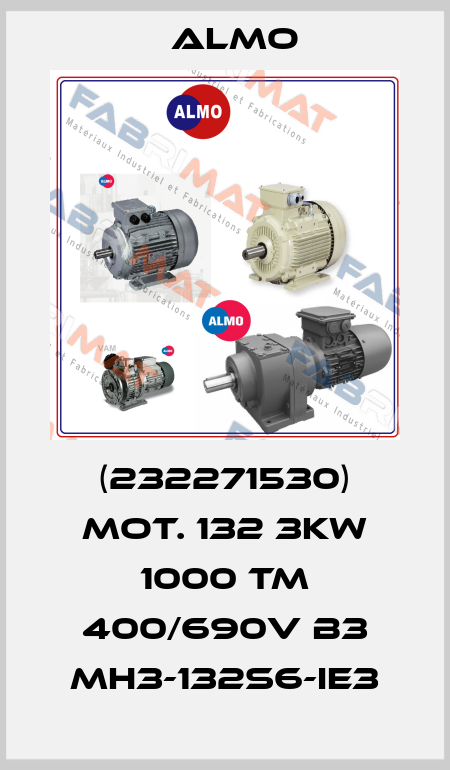 (232271530) MOT. 132 3KW 1000 TM 400/690V B3 MH3-132S6-IE3 Almo