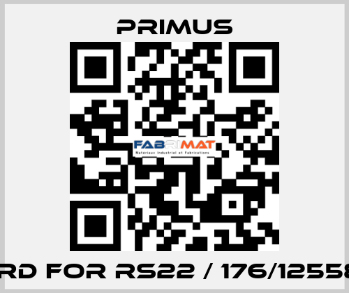 card for RS22 / 176/12558JE Primus