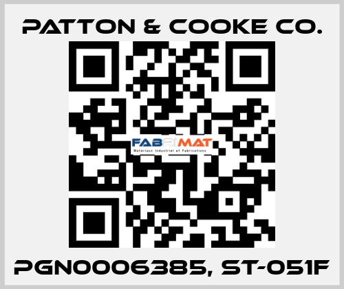 PGN0006385, ST-051F Patton & Cooke Co.