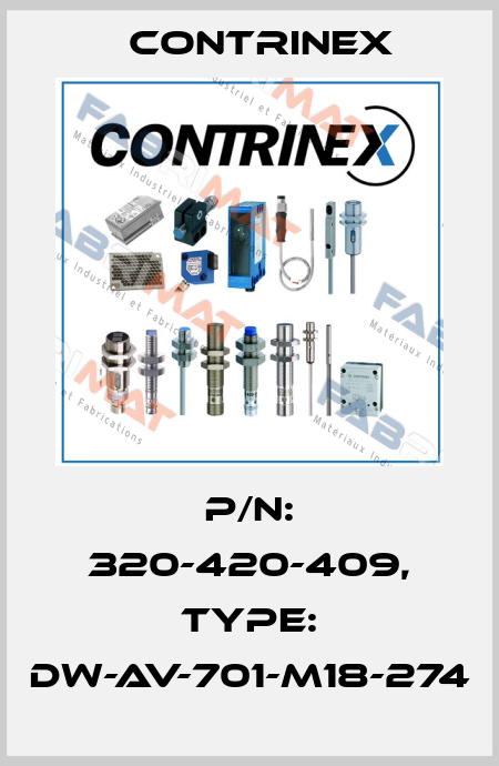 p/n: 320-420-409, Type: DW-AV-701-M18-274 Contrinex