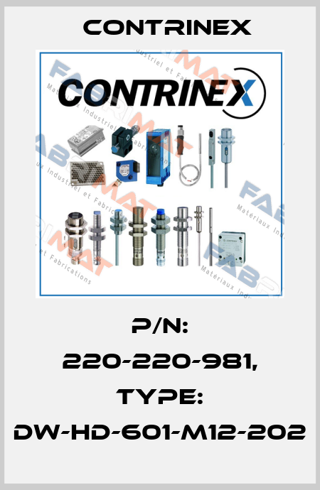 p/n: 220-220-981, Type: DW-HD-601-M12-202 Contrinex
