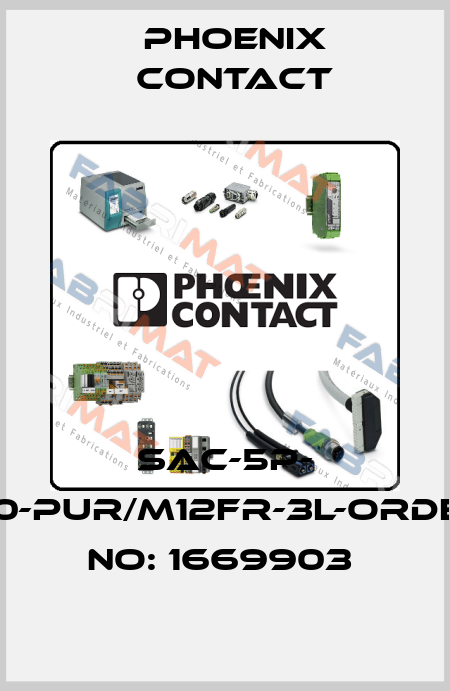 SAC-5P- 5,0-PUR/M12FR-3L-ORDER NO: 1669903  Phoenix Contact