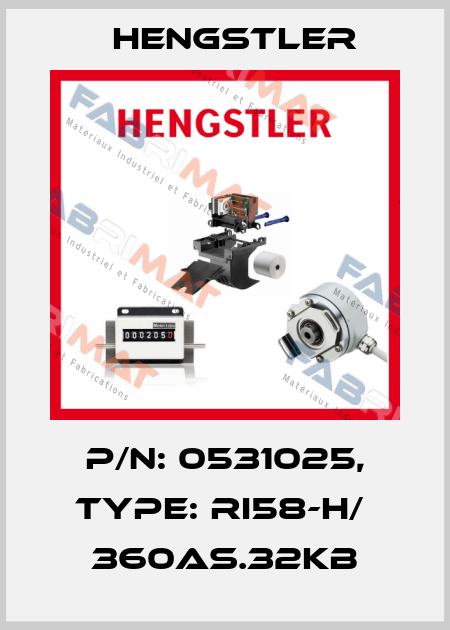 p/n: 0531025, Type: RI58-H/  360AS.32KB Hengstler