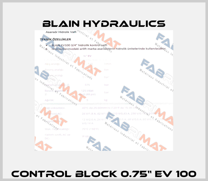 Control block 0.75“ EV 100 Blain Hydraulics