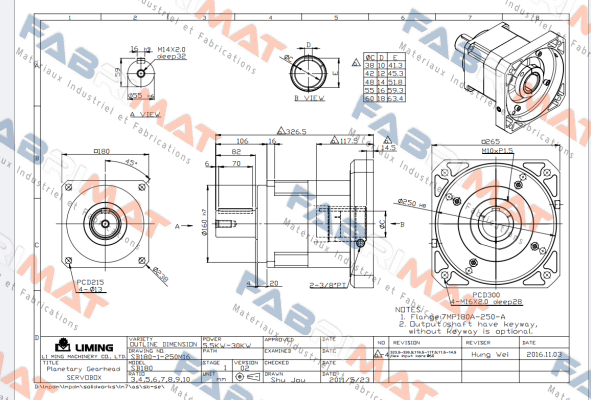 S/N: M418914005 / MODEL: SB-180 LIMING  MACHINERY CO.