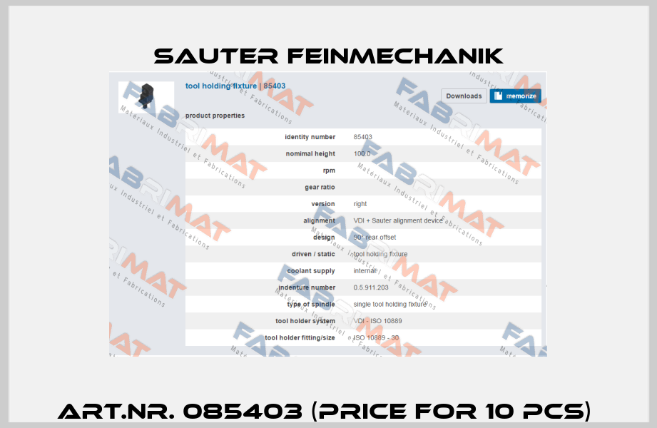 Art.Nr. 085403 (price for 10 pcs)  Sauter Feinmechanik