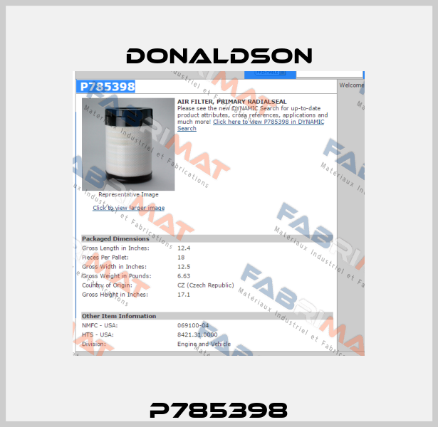 P785398 Donaldson