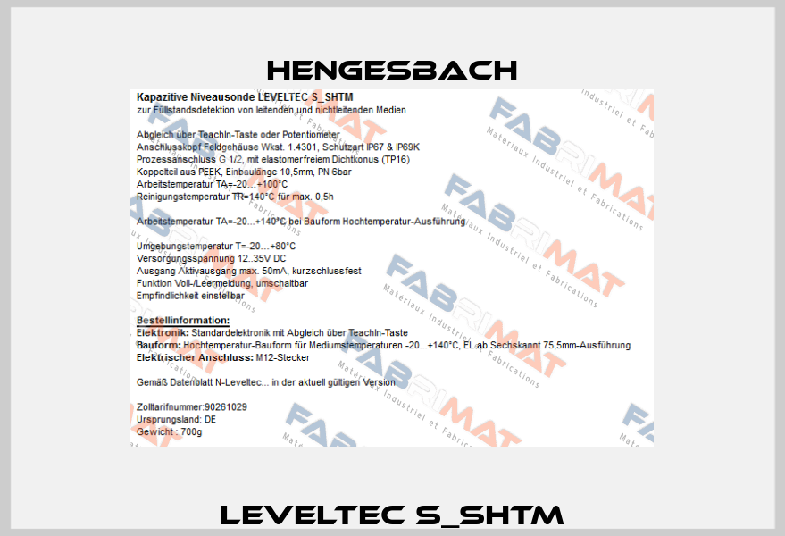  LEVELTEC S_SHTM  Hengesbach