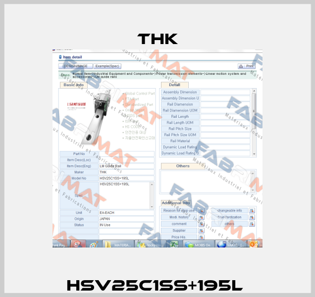 HSV25C1SS+195L  THK
