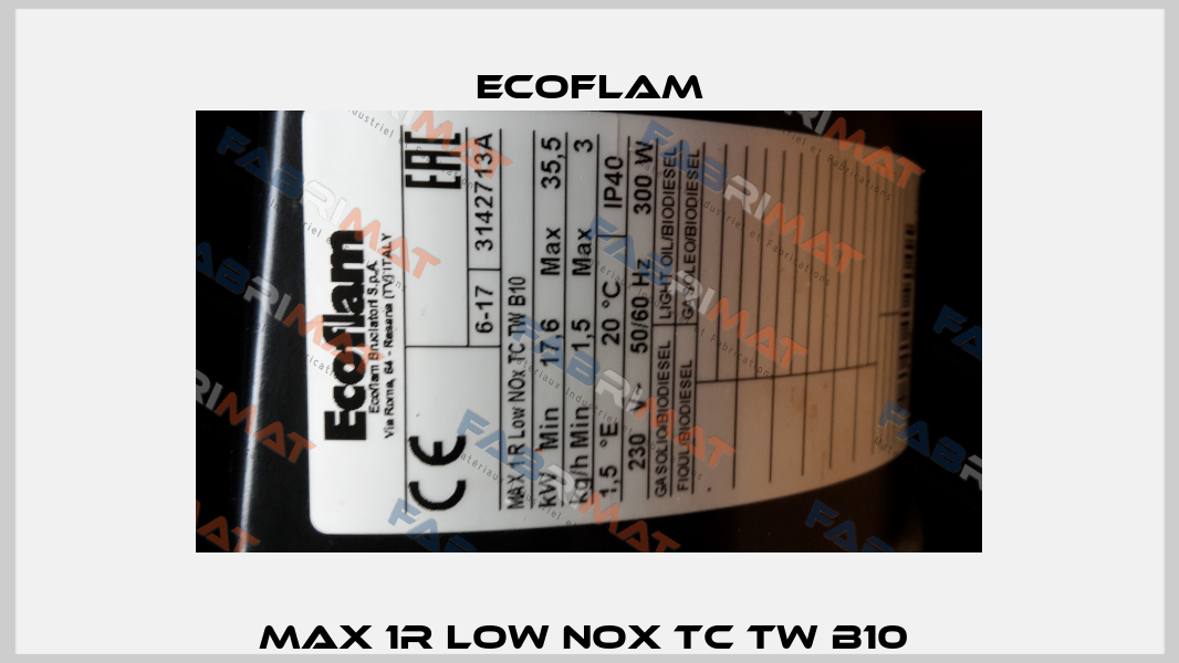 Max 1R Low NOX TC TW B10  ECOFLAM