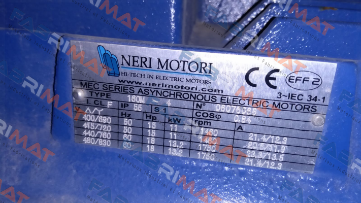 MR 160L KW 15 4P B3 400/690 50HZ IE1 Neri Motori
