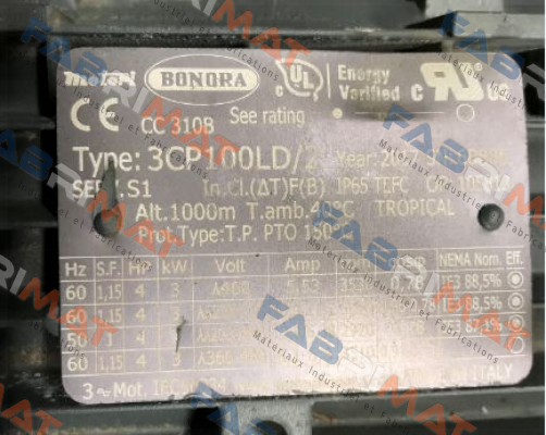 3CP100LD/2 obsolete, replacement 4050+0082 Bonora