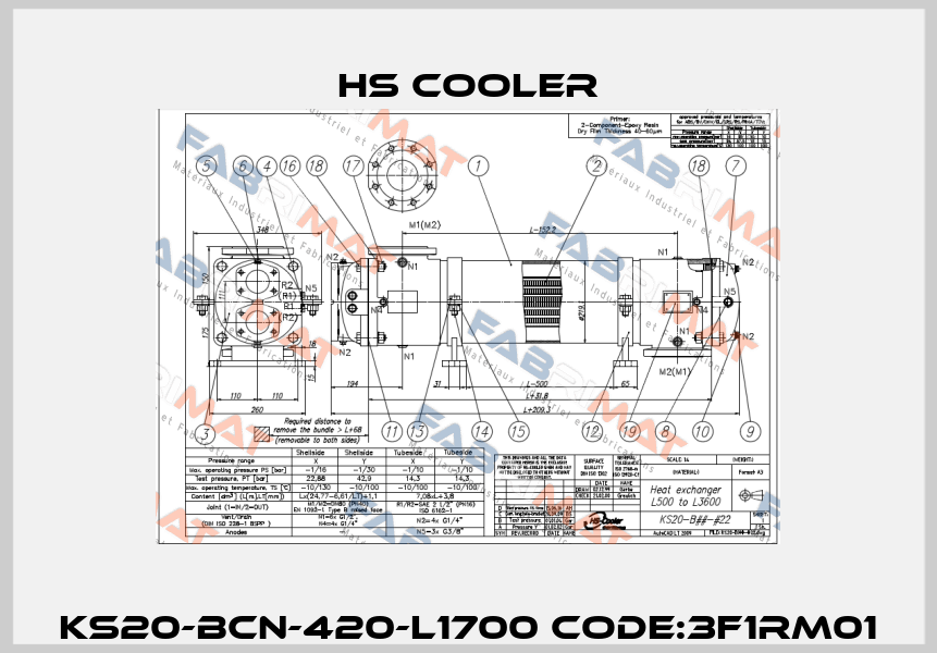 KS20-BCN-420-L1700 Code:3F1RM01 HS Cooler