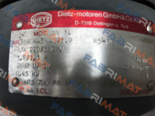DN 14 NR: 3840443 409149 Dietz-Motoren