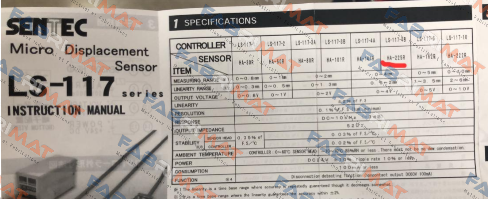 HA-225R(3.5M)-(3M)-( 0.5M) SENTEC