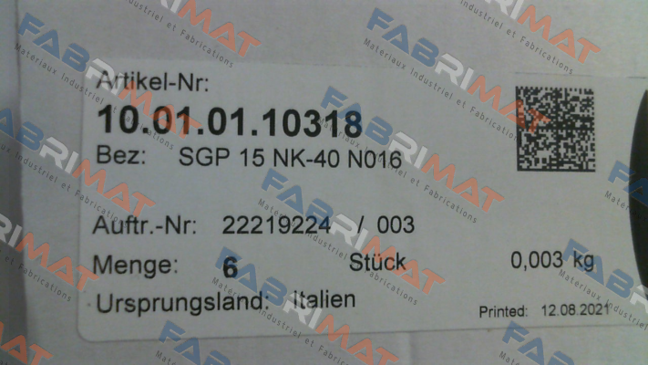 10.01.01.10318 / SGP 15 NK-40 N016 Schmalz