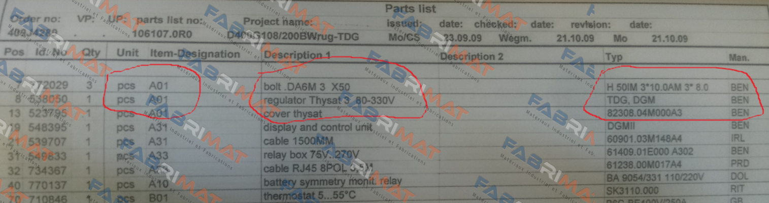 538050 obsolete,replaced by 10091560  Benning