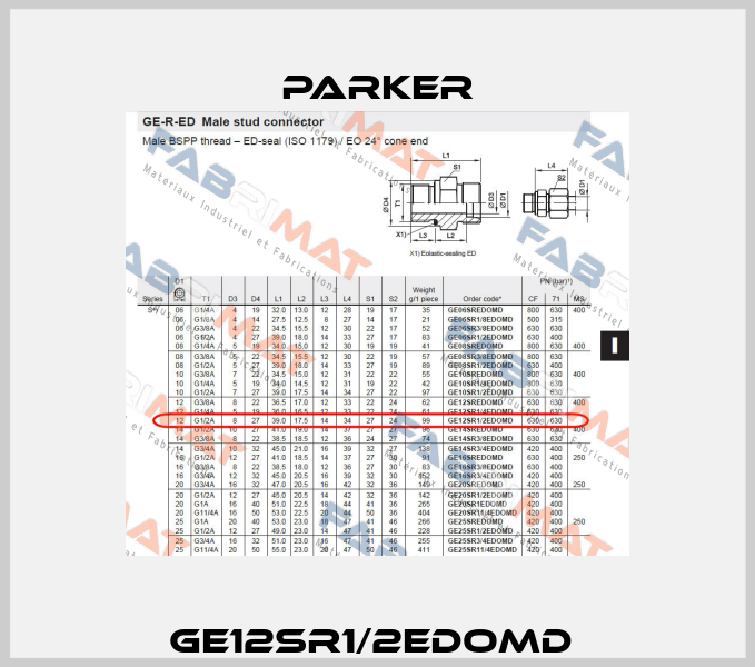 GE12SR1/2EDOMD  Parker