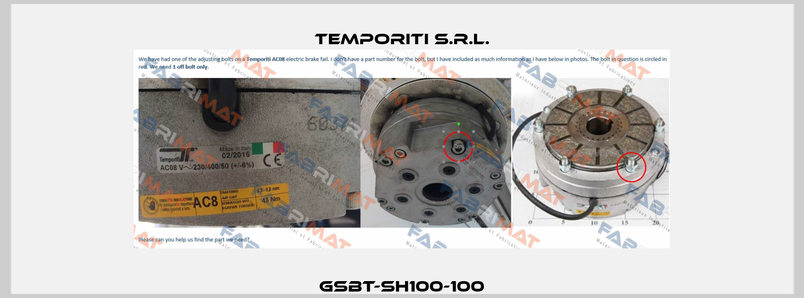 GSBT-SH100-100 Temporiti s.r.l.