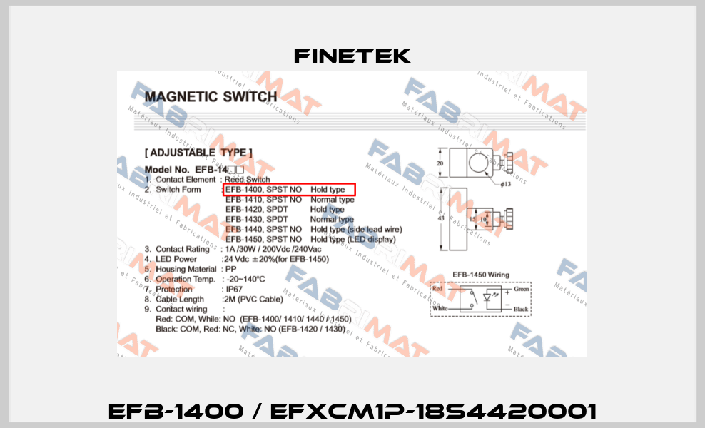EFB-1400 / EFXCM1P-18S4420001 Finetek
