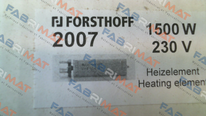 Heating element 1500 W 230 V Typ K Forsthoff